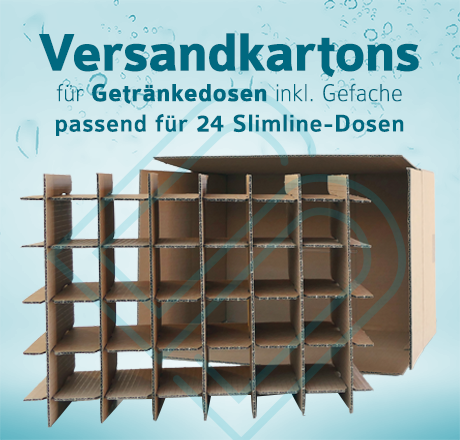 Getränkedosen Versandkartons inkl. Gefache für 24 Slimline-Dosen