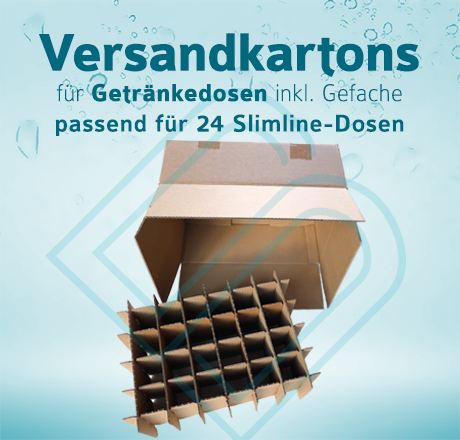 Getränkedosen Versandkartons inkl. Gefache für 24 Slimline-Dosen