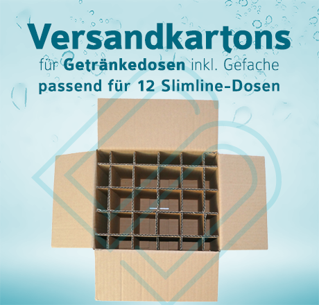 Getränkedosen Versandkartons inkl. Gefache für 12 Slimline-Dosen