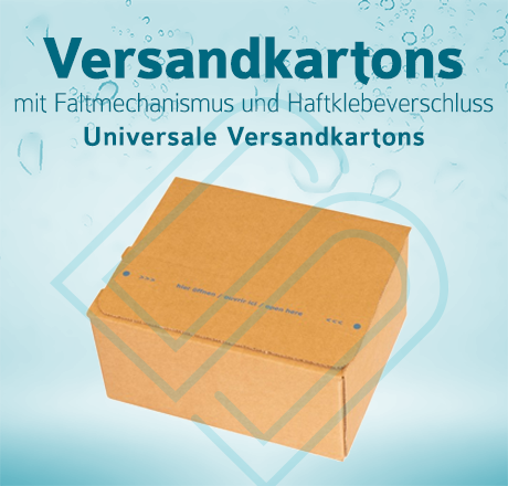 Universal Versandkartons mit cleverem Faltmechanismus und praktischem Haftklebeverschluss