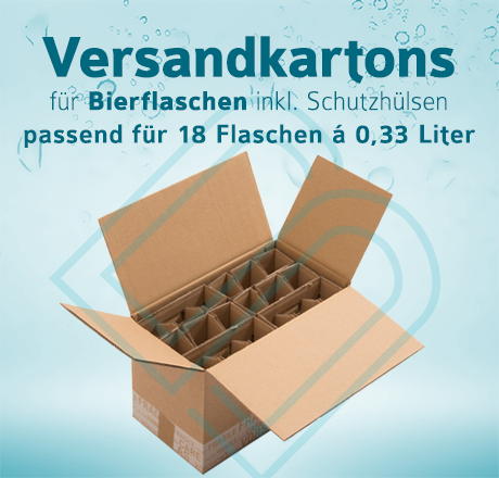 Bierflaschen Versandkartons inkl. Schutzhülsen für 18 Flaschen – 0,33 Liter