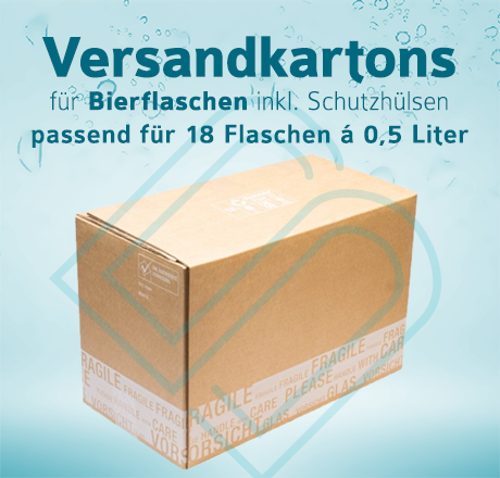 Bierflaschen Versandkartons inkl. Schutzhülsen für 18 Flaschen – 0,5 Liter