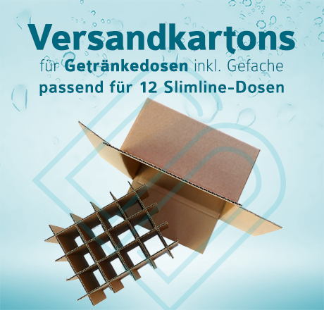 Getränkedosen Versandkartons inkl. Gefache für 12 Slimline-Dosen