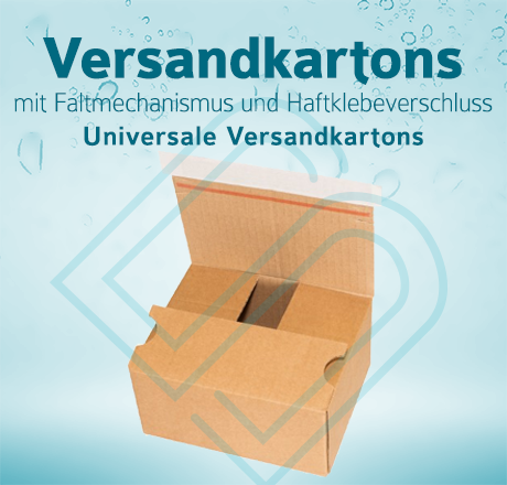 Universal Versandkartons mit cleverem Faltmechanismus und praktischem Haftklebeverschluss