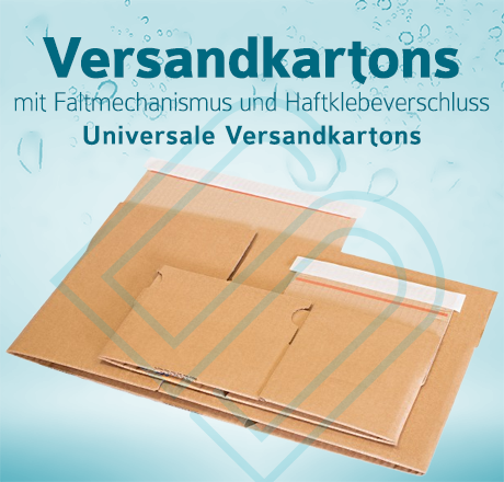 Universal Versandkartons mit cleverem Faltmechanismus und praktischem Haftklebeverschluss