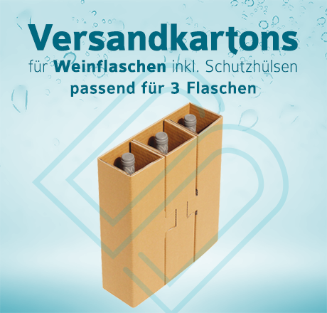 Weinflaschen Versandkartons inkl. Schutzhüllen für 3 Flaschen