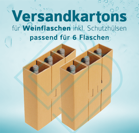 Weinflaschen Versandkartons inkl. Schutzhüllen für 6 Flaschen